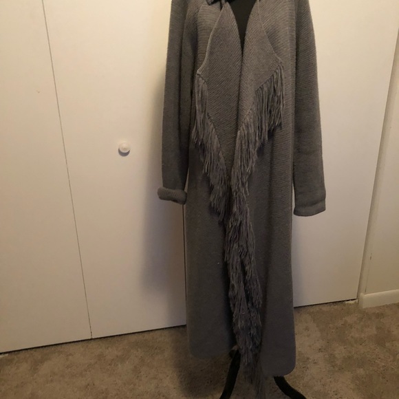 Grey Color Ankle Length, Cardigan Sweater Coat - Picture 5 of 6